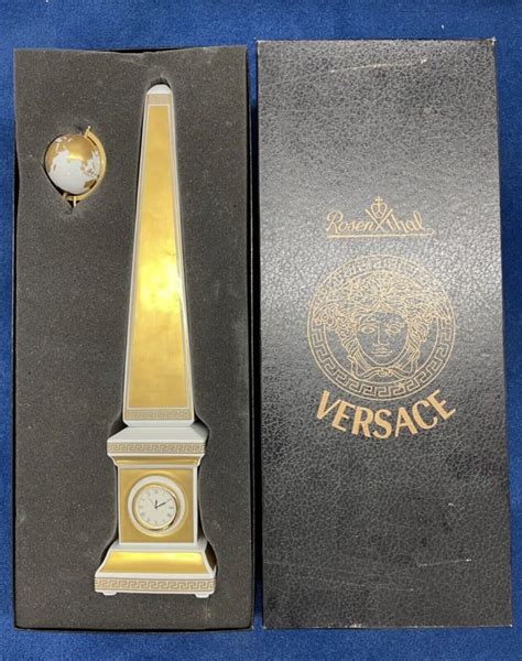 versace obelisk 2000 gold|$4000 VERSACE OBELISK GOLD CLOCK CAPRE DIEM .